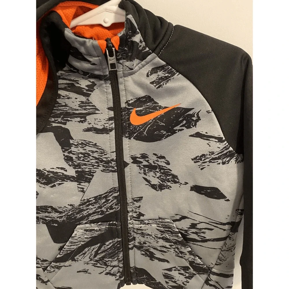 Nike Dri-Fit Camo Zip Up Sweatshirt Baby Infant 18m Black Gray Neon Orange